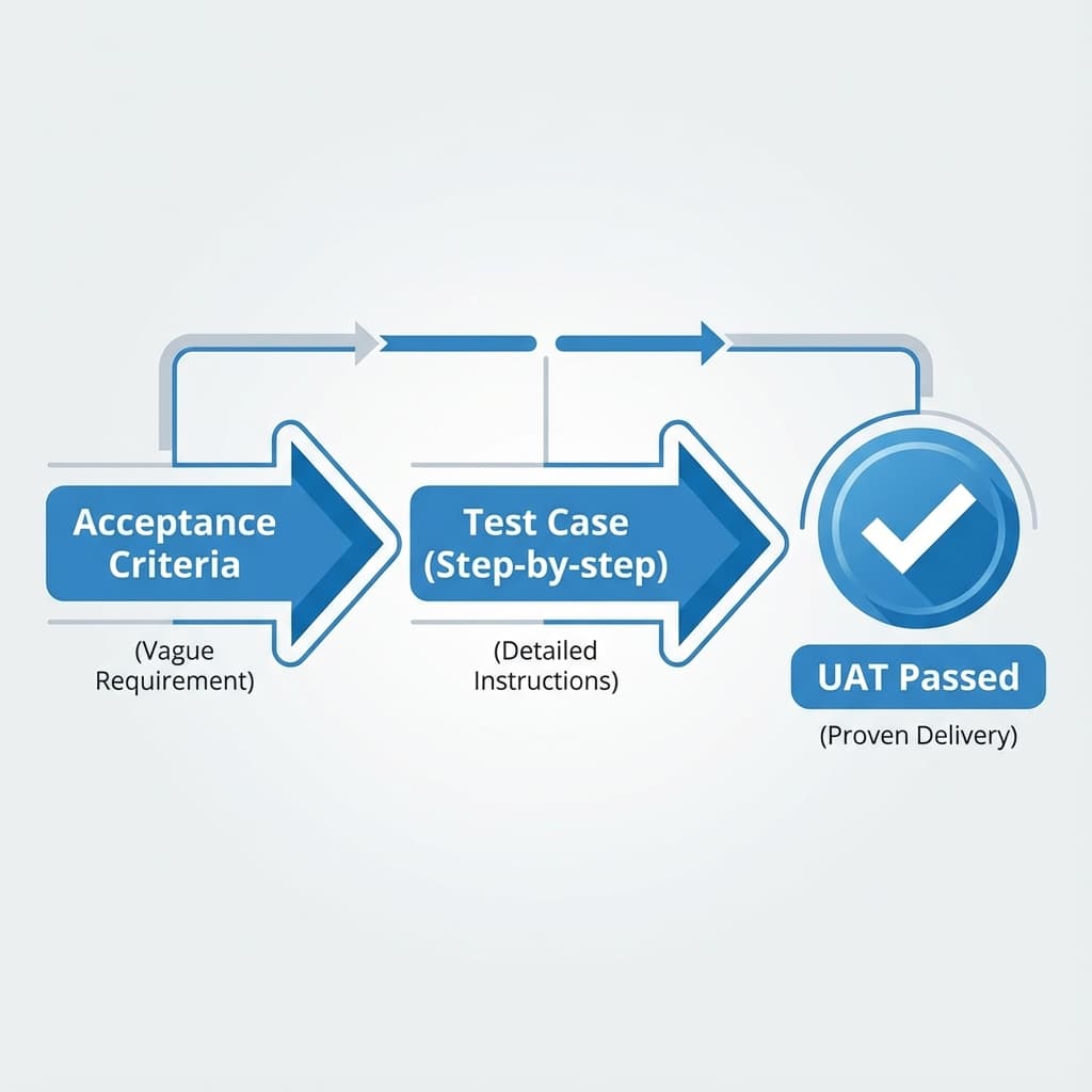 Flow from Acceptance Criteria to Test Case to UAT Passed