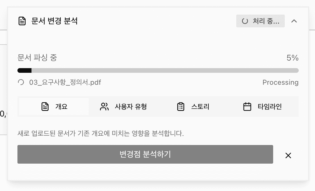 Document Change Analysis starts automatically after adding a new document